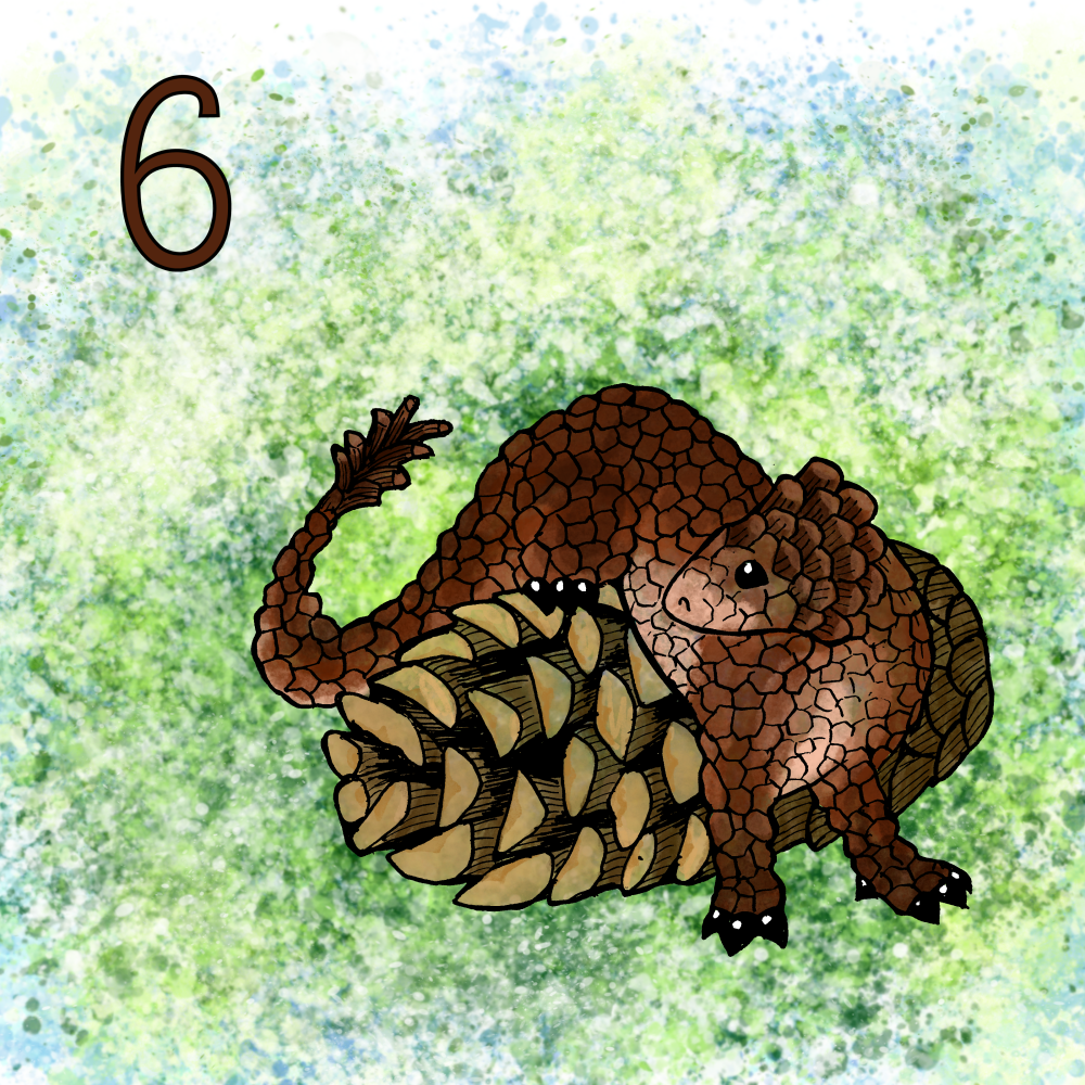 A dragon on a pinecone.