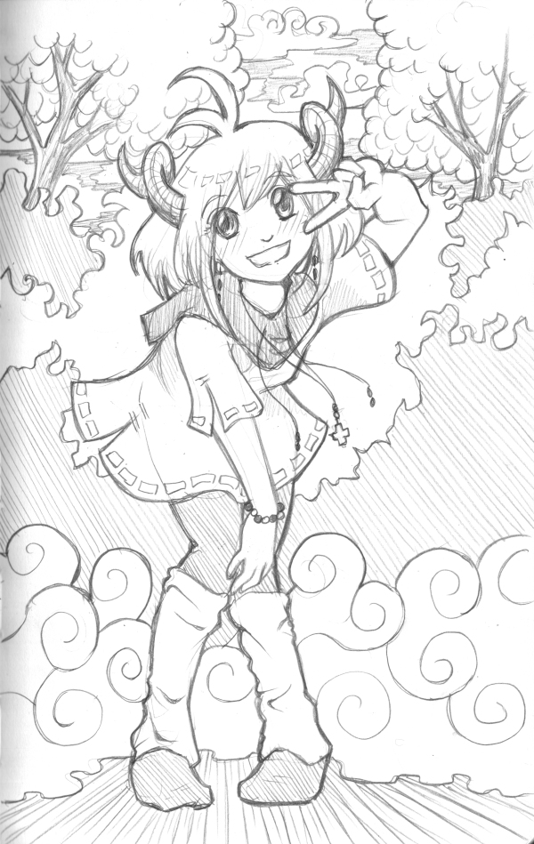 A girl with horns