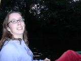 Rachael in a pedalo 