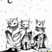 Thumbnail DALL·E 2022-09-01 11.11.43 - three manga cats sharing a trenchcoat on a moonlight night dramatic lighting detailed line art india ink 2007.png 