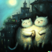 Thumbnail DALL·E 2022-09-01 11.12.05 - three cats sharing a trenchcoat on a moonlight night dramatic lighting cityscape oil painting by shaun tan.png 
