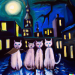 Thumbnail DALL·E 2022-09-01 11.12.19 - three cats sharing a trenchcoat on a moonlight night dramatic lighting cityscape oil painting by james downie.png 