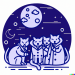 Thumbnail DALL·E 2022-09-01 11.12.59 - three cats sharing a trenchcoat on a moonlight night modern flat design style illustration with line elements.png 