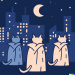Thumbnail DALL·E 2022-09-01 11.13.06 - three cats in a trenchcoat on a moonlight night modern flat design style illustration with line elements.png 