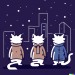 Thumbnail DALL·E 2022-09-01 11.13.11 - three cats in a trenchcoat on a moonlight night modern flat design style illustration with line elements.png 