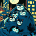 Thumbnail DALL·E 2022-09-01 11.14.35 - stack of cat totems huddled in a trenchcoat, moonlit night, cityscape, studio ghibli 1982.png 