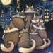 Thumbnail DALL·E 2022-09-01 11.15.01 - stack of cats in a trenchcoat, moonlit night, cityscape, studio ghibli 1982.png 