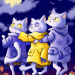 Thumbnail DALL·E 2022-09-01 11.15.36 - three cats sharing a trenchcoat on a cold moonlit night studio ghibli.png 