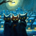 Thumbnail DALL·E 2022-09-01 11.16.14 - three cats sharing a trenchcoat on a moonlight night dramatic lighting cityscape oil painting by shaun tan.png 