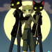 Thumbnail DALL·E 2022-09-01 11.16.53 - three anime cats standing on each others' shoulders sharing a trenchcoat pretending to be a human, on a moonlit night.png 