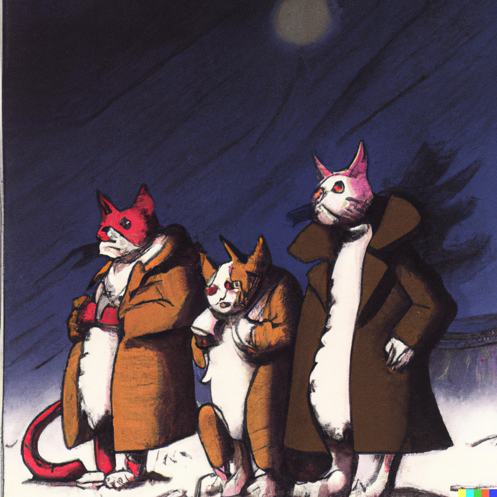 DALL·E 2022-09-01 11.09.26 - three cats in a trenchcoat on a moonlight night snes 1985.png 